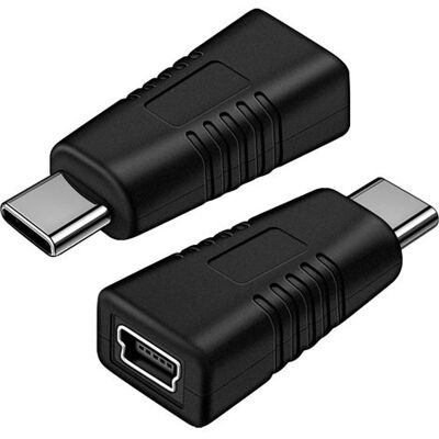 OEM Adattatore Da Usb Type-c A Mini Usb, Confezione Da 2, Convertitore Di Carica E Dati, 2,26 Cm X 1,4 Cm, Nero OEM Adattatore Da Usb Type-c A Mini Usb, Confezione Da 2, Convertitore Di Carica E Dati, 2,26 Cm X 1,4 Cm, Nero