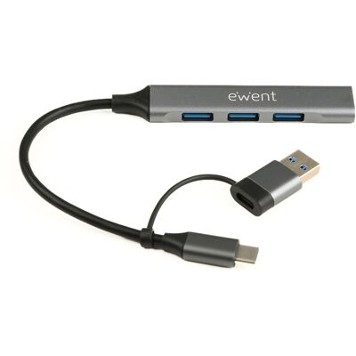 EWENT Ew1154 Hub Di Interfaccia Usb 3.2 Gen 1 (3.1 Gen 1) Type-a Type-c Grigio EWENT Ew1154 Hub Di Interfaccia Usb 3.2 Gen 1 (3.1 Gen 1) Type-a Type-c Grigio