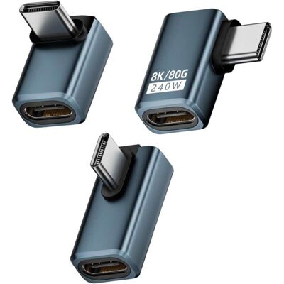 OEM Confezione Da 3 Adattatori Usb-c Angolati A 90° – Compatibili Con Thunderbolt 5, 240 W, 80 Gbps, 8k@60 Hz – Ricarica Rapida Usb-c Per Macbook, Iphone 15, Steam Deck, Samsung OEM Confezione Da 3 Adattatori Usb-c Angolati A 90° – Compatibili Con Thunderbolt 5, 240 W, 80 Gbps, 8k@60 Hz – Ricarica Rapida Usb-c Per Macbook, Iphone 15, Steam Deck, Samsung