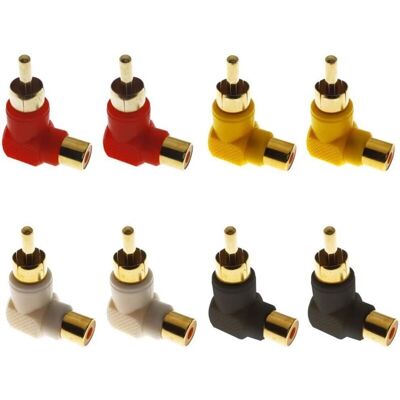 OEM Connettori Rca Maschio-rca Femmina Placcati In Oro, Adattatori Ad Angolo Retto A 90 Gradi (4 Colori) OEM Connettori Rca Maschio-rca Femmina Placcati In Oro, Adattatori Ad Angolo Retto A 90 Gradi (4 Colori)