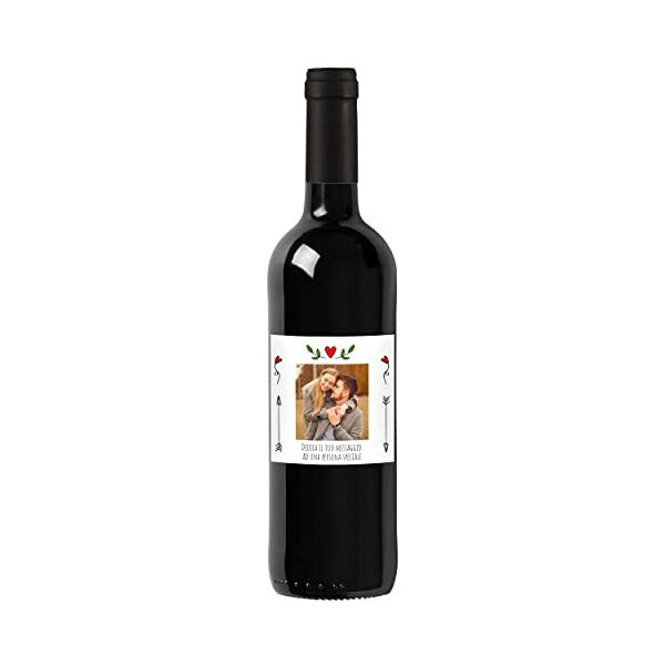 bottle-up idea regalo vino rosso toscana igt, bottiglia con etichetta personalizzata esclusiva per san valentino, bomboniere, anniversario di fidanzamento e matrimonio (0,75l, foto e testo)