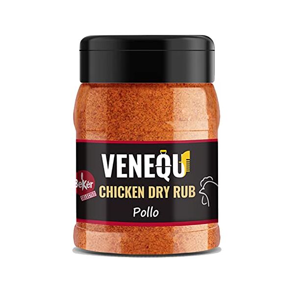 venequ bbq chicken dry rub 150 gr   bbq dry rub pollo 150gr   mix di spezie per barbecue ideale per pollo, tacchino ed anitra   marinatura a secco di alta qualità   ricetta originale made in italy