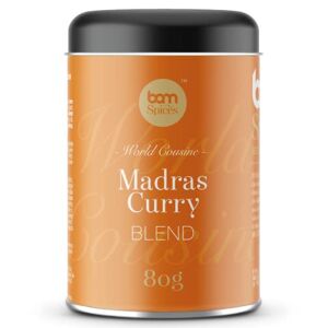 BAM Madras Curry, Miscela di Spezie per Cucina Indiana, Cucina Indiana, Salsa al Curry, Spezie Tritate Miste, Mix di Condimenti, 80 g