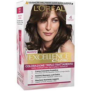 L'Oréal Paris Excellence Crema Colorante Triplo Trattamento Avanzato, 4, Castano, 100 Grammo