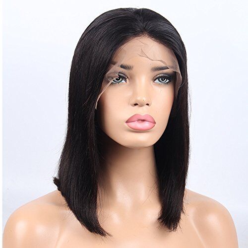 vvbing Pre Plucked 360 Full Lace Wig 150% Density Short Bob Full Lace Band Soft Brazilian Virgin Human Hair Wigs For Women with Baby Hair (10inch Bob Wig,Natural Color)