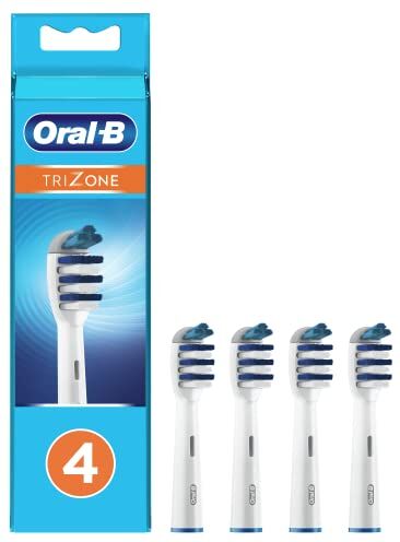 Oral-B Trizone - Testine per spazzolino elettrico, 4 pezzi, rimuovi placca, 3 zone di setole per una pulizia profonda, colore: bianco