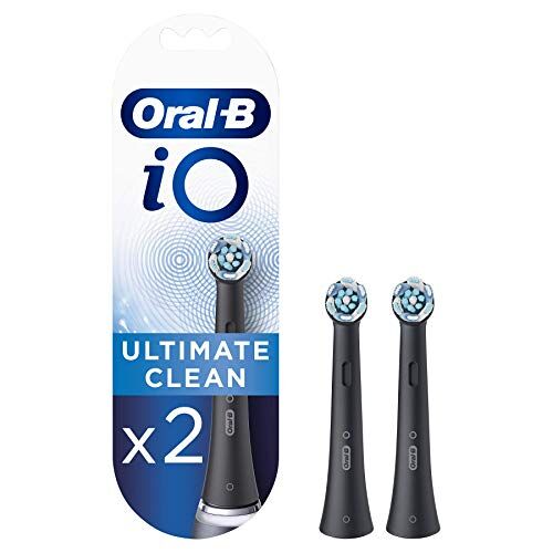 Oral-B iO Ultimate Clean - Testina per spazzolino elettrico, setole intrecciate e angolate, per una rimozione più profonda della placca, confezione da 2, colore: nero