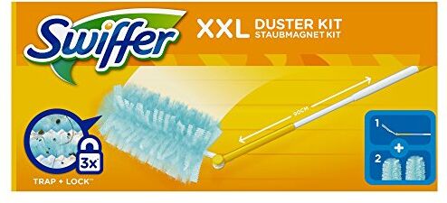 Swiffer Starter Kit Duster XXL Scopa con 1 Manico + 2 Piumini Ricarica di Ricambio, per Catturare e Intrappolare la Polvere