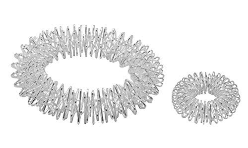 chi-enterprise Set di anelli di potenza – Bracciale (argento) + anello (argento) / anello per agopressione/massaggiatore/braccialetto massaggiante/anello massaggiante per braccia, argento