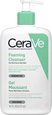 Cerave - Gel mousse detergente per pelle normale e grassa, 473 ml, senza profumo