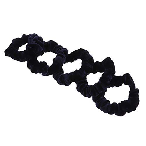 sharprepublic 5PCS Velvet Hair Scrunchies Elastic Hair Lies Band Scrunchy Titolare Coda Di Cavallo - Blu scuro, come descritto