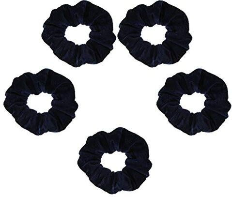 sharprepublic 5 Pezzi Velvet Hair Scrunchies Elastic Hair Band Cravatte Morbide - Blu navy, 10cm