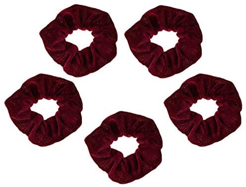 sharprepublic 5 Pezzi Velvet Hair Scrunchies Elastic Hair Band Cravatte Morbide - Borgogna, 10cm