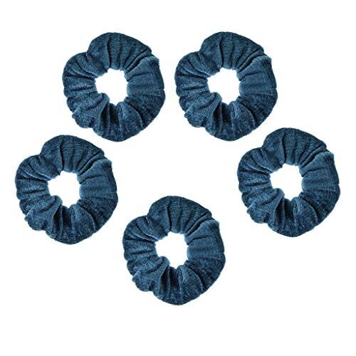 sharprepublic 5 Pezzi Velvet Hair Scrunchies Elastic Hair Band Cravatte Morbide - Blu, 10cm