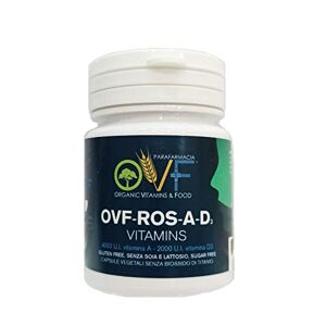 OVF Parafarmacia OVF, integratore di vitamina A 1200 mcg (4000 UI.) e vitamina D3 50 mg (2000 UI.), 60 CAPS (2 mesi di fornitura), ottime per la vista, pelle, sistema immunitario, ossa e muscoli.
