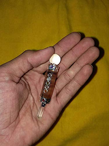 Jet International Mini Chakra in stick con multi-fluorite energizzata 3-3,5 pollici ca.Pocket Wand Crystal Therapy Healing Spiritual Divine India A ++ Geometry