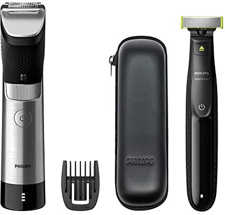 Philips 9000 Prestige Taglia Mento con Clip Lunga 1 Pezzo e OneBlade (modello BT9810/90)