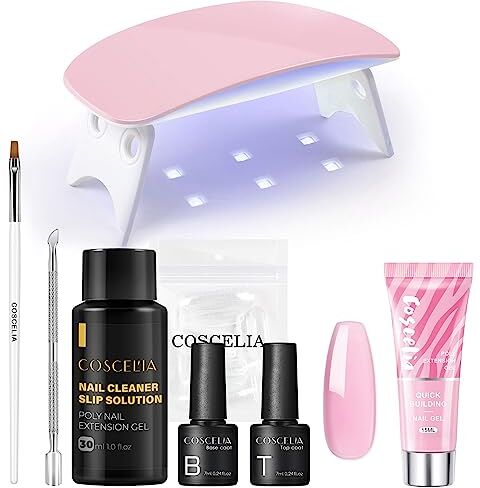 COSCELIA Gel Ricostruzione Kit per Nail Art con Lampada LED Kit Set per Principiante