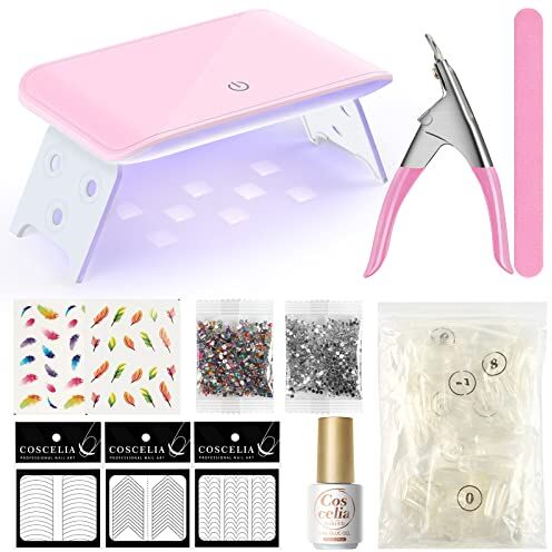 COSCELIA 12W UV / LED Lampada per unghie strass Nail Art Unghie Finte Tool Kit Kit Gel per unghie Strumenti per manicure