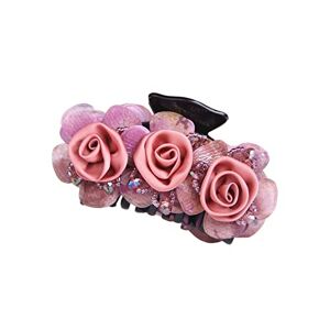 Wharick Fermagli per capelli da donna con fiori sottili e spessi, antiscivolo fatti a mano e forte tenuta per capelli, accessori per acconciature rosa viola