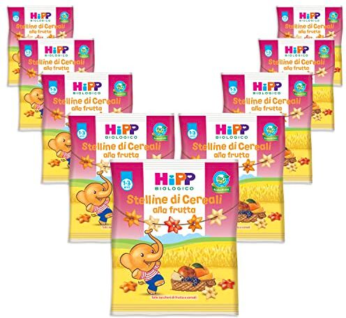 HiPP - Stelline di Cereali Bio alla Frutta, Snack per Bambini, Solo Zuccheri della Frutta, 9 confezioni da 30 gr