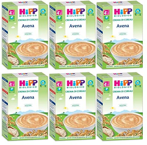 HiPP - Crema di Cereali Istantanea per Neonati, con Avena 100% Biologica, Senza Zuccheri Aggiunti, 6 Confezioni da 200 gr