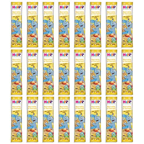 HiPP - Barrette ai Cereali Bio, Gusto Mela, Biscotto e Vaniglia, Snack per Bambini, 24 Pezzi da 20 gr ciascuno