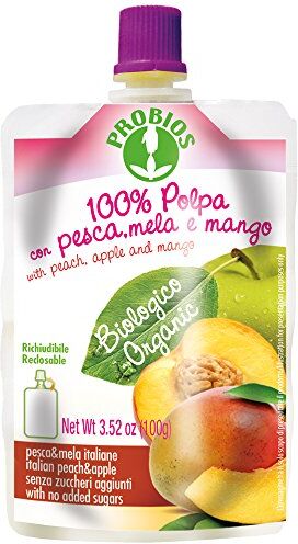 Probios 100% Polpa con Pesca Mela e Mango - Confezione da 18 pezzi