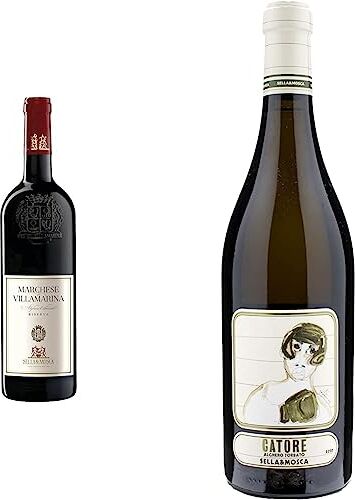 Sella & MoscaSella & Mosca Marchese di Villamarina - Vino Rosso Pregiato – 100% Uve Cabernet Sauvignon - 750 ml & Catore - Vino Bianco Sardo - 100% Uvaggio Torbato - 750 mlSella & Mosca