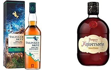 Talisker Skye Single Malt Scotch Whisky, 700 ml (La confezione può variare) & Pampero Aniversario Rum - 700 ml