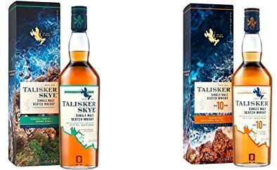 Talisker Skye Single Malt Scotch Whisky, 700 ml (La confezione pu & ograve; variare) & 10 Anni Single Malt Scotch Whisky con Astuccio 700 ml