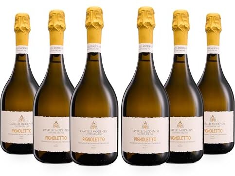 Cantina Castelli Modenesi Pignoletto DOC frizzante, Vino bianco dal Gusto Morbido e Profumo Fresco e Fruttato, 11% Vol., Confezione da 6 bottiglie da 750 ml