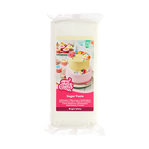 FunCakes Pasta di Zucchero Bright White: facile da usare, liscia, flessibile, morbida e pieghevole, perfetta per decorare torte, halal, kosher e senza glutine - 1000 g