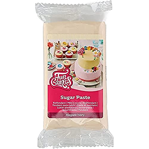 FunCakes Pasta di Zucchero Elegant Ivory: facile da usare, liscia, flessibile, morbida e pieghevole, perfetta per decorare torte, halal, kosher e senza glutine. 250 gr