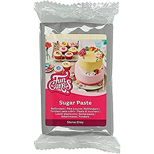 FunCakes Pasta di Zucchero Stone Grey: facile da usare, liscia, flessibile, morbida e pieghevole, perfetta per decorare torte, halal, kosher e senza glutine. 250 gr