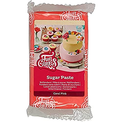 FunCakes Pasta di Zucchero Coral Pink: facile da usare, liscia, flessibile, morbida e pieghevole, perfetta per decorare torte, halal, kosher e senza glutine. 250 gr