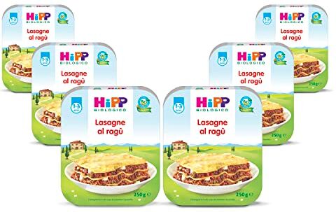 HiPP - Piatto Pronto Bio, Lasagne al Ragù, per Bambini, con Ingredienti Biologici, 6 Confezioni da 250 gr