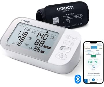 OMRON X7 Smart Misuratori di Pressione da Braccio – con Rilevazione di fibrillazione atriale (AFib), Connessione Bluetooth - ORA con 6 mesi Abbonamento Premium all’app OMRON connect GRATIS