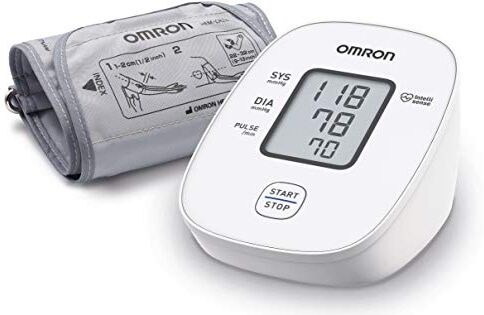 OMRON X2 Basic Misuratore di Pressione Arteriosa da Braccio Digitale, Apparecchio Automatico per Misurare la Pressione Sanguigna a Casa, clinicamente validato, Bianco/Grigio