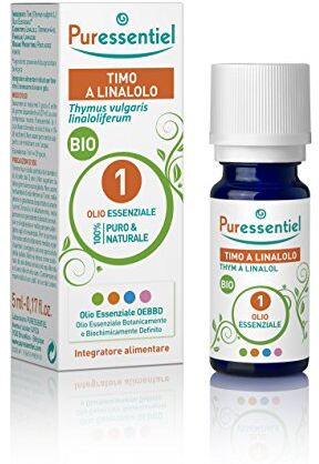 Puressentiel - Olio Essenziale di Timo a Linalolo - 100% Puro e Naturale - OEBBD (Olio Essenziale Botanicamente e Biochimicamente Definito) - Da Agricoltura Biologica - Vegan e Cruelty Free - 5 ml