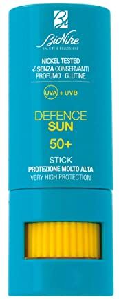 Bionike Defence Sun - Stick Solare SPF 50+ per Pelli Sensibili e Intolleranti, Ideale per labbra, naso, orecchie, nei e cicatrici, Rafforza e Ripara la Pelle, Waterproof 9 ml