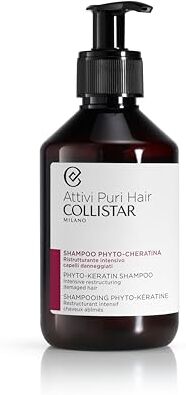 Collistar Attivi Puri Hair Shampoo Phyto Cheratina, Ristrutturante Intensivo, Nutriente, per Capelli Danneggiati e Sfibrati, 250 ml