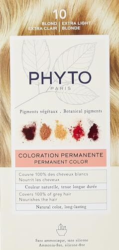 Phyto Color Kit 10 Biondo Chiarissimo Extra Colorazione Permanente senza Ammoniaca, 100% Copertura Capelli Bianchi
