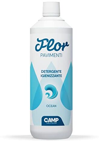 ‎CAMP FLOR OCEAN, detergente igienizzante concentrato adatto per tutti i tipi di pavimenti; gradevole profumo di Acqua Marina, 1000 ml