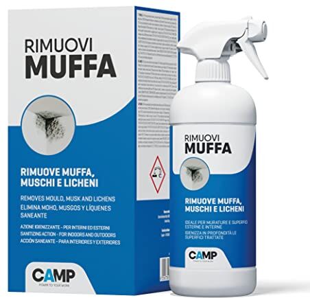 CAMP RIMUOVI MUFFA, Antimuffa igienizzante pronto all’uso, Elimina rapidamente muffe, muschi e licheni, 750 ml