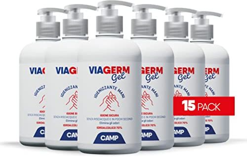 CAMP VIAGERM Gel Igienizzante mani con alcool 70%, flacone 500 ml x 15 pz