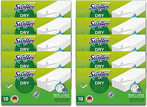 Swiffer Panni di raccolta della polvere, 216 pezzi (18 x 12), attirano e trattengono 3 volte più polvere, sporco e capelli rispetto alla tradizionale spazzola per spazzare