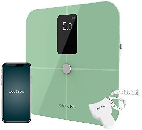 Cecotec Smart Bilancia da bagno Surface Precision 10400 Smart Healthy Vision, Misurazione della bioimpedenza, App, 15 parametri, verde