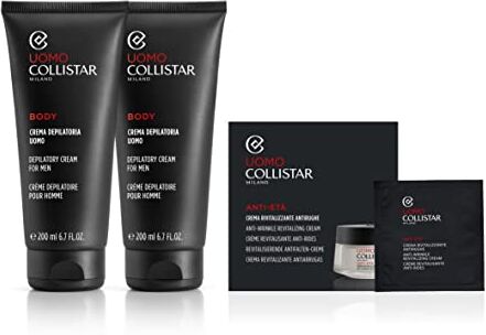 Collistar Linea Uomo Crema Depilatoria, confezione da 2 x 200ml, Elimina Perfettamente i Peli Senza Irritare la Pelle + Campione Crema-Gel Energizzante Viso 2ml in Regalo