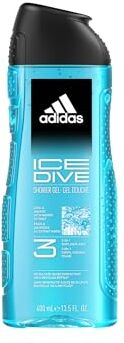 adidas Gel doccia 3 in 1 Ice Dive per lui, con profumo fresco e acquatico, 400 ml